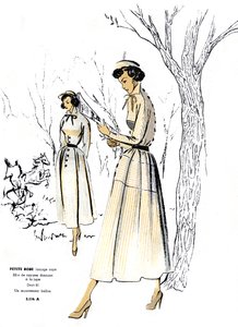 Francia divat, kis méretű, csíkos ruhakialakítás. alkotó: Unknown artist