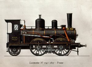Francia vonat: 1855. évi 154. számú mozdony. Metszet. Párizs, dekoratív művészet alkotó: Unknown artist