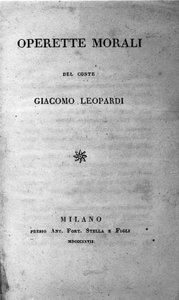 Giacomo Leopardi (1798-1837) olasz költő „Operette morali” (kis erkölcsi művek) frontispice 1827 alkotó: Unknown artist