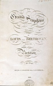 A n. szimfónia partitúrájának első német kiadásának előképe. Ludwig van Beethoven (1770-1827) (1799-1800) német zeneszerző 1. C-dúr. Bonn alkotó: Unknown artist