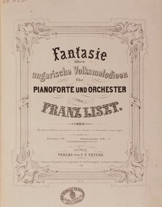 Liszt Ferenc (1811-1886) „” Fantázia zongorára és zenekarra” című partitúrájának frontképe 19. századi Bologna, civico museo musicale alkotó: Unknown artist