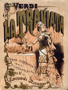 Giuseppe Verdi (1813-1901) „La Traviata” című operájának partitúrájának frontképe 19. századi magángyűjtemény alkotó: Unknown artist