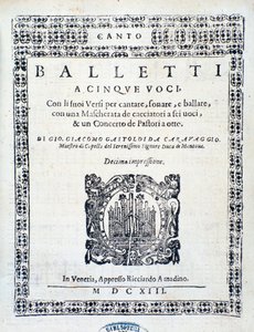 Giovanni Giacomo Gastoldi a Balletti előképe öt szólamra alkotó: Unknown artist