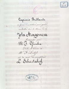A Capriccio előképe Jota Aragonese (1. spanyol nyitány) témájában briliáns, Mikhail Glinka alkotó: Unknown artist