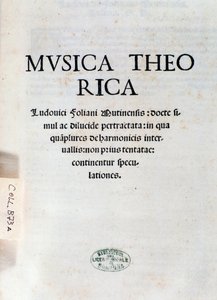 Ludovico Foliani Musica Theorica frontképe (metszet alkotó: Unknown artist