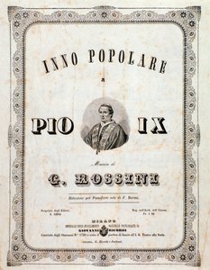 A kotta előlapja Gioacchino Rossini népszerű himnusza IX. Piushoz alkotó: Unknown artist