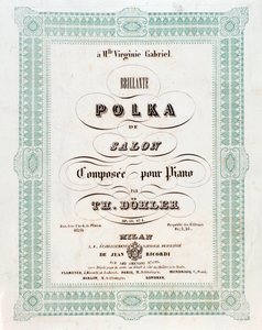 Theodor von dohler Polka de salon partitúrájának frontképe alkotó: Unknown artist