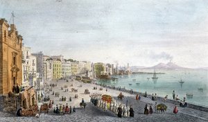 Temetés a Nápolyi-öbölben, háttérben a Vezúvával. alkotó: Unknown artist