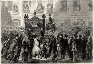 Temetkezési Cortege Gioacchino (Gioachino) Rossini (1799-1868) párizsi obseque idején. Metszet a „The Universe illustrious”-ba alkotó: Unknown artist
