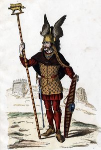 A háború jelét viselő gall vezér - „A franciák polgári és katonai viselete az évszázadok során Paris F. Roy 1882” c. alkotó: Unknown artist