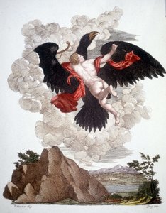 Ganimede eltávolította Jupiter (Zeusz) átalakult sas - metszet alkotó: Unknown artist