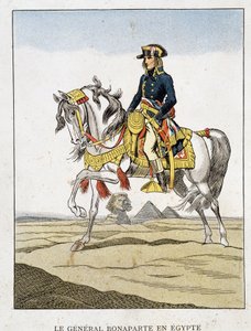 Bonaparte tábornok Egyiptomban, a piramisok és a szfinx előtt lovagló portré. alkotó: Unknown artist