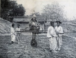 Korean tábornok egy széken, hogy ezt a birodalmi hallgatóság elé vigye alkotó: Unknown artist