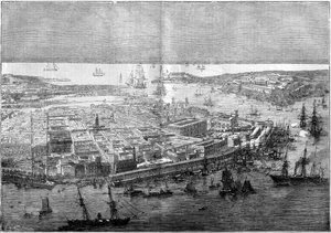 Havanna általános képe 1862-ben – a Jurien de la Graviere ellentengernagy által irányított francia hadosztály berendezése. alkotó: Unknown artist