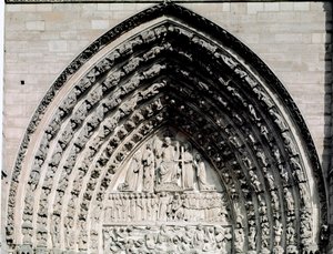 Gótikus művészet: a Cathedrale Notre Dame de Paris központi portáljának részlete alkotó: Unknown artist