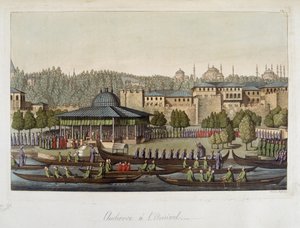 Az oszmánok kormánya: közönség az admirálisnál - „A régi és modern jelmezben”, Ferrario, ed Milan alkotó: Unknown artist