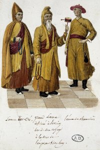 Grand Lama és Lama Lao-Tseu (?) látogatás a pekingi udvarban - metszet alkotó: Unknown artist