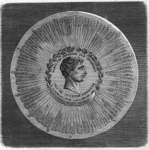 I. Bonaparte Napóleon (1769-1821) pecsétje 1804-ben: „” Napóleon, a franciák császára, a Becsületlégió feje. Becsület és haza”. Metszet a "" The Illustrious Universe" -ba alkotó: Unknown artist