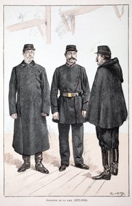 A béke őrzői (1873-1894). Színes rézkarc, illusztrációként „” A békefenntartók hadtestének története”” című könyv Louis Lepine (1846-1933) Szajna menti rendőrprefektus gondozásában jelent meg Alfred Rey (1864-?) és Louis Feron gondozásában. alkotó: Unknown artist