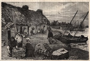Poucheurok lakóházai Concarneau-ban - Finistere - Breatgane - metszet "" PATRIE" - PECTURESSE FRANCIAORSZÁG LEÍRÁSA 6 KÖTETÉSBEN LUCIEN HUARD - 19. század vége alkotó: Unknown artist