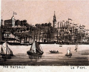 Hamburg (Hamburg), Németország: kilátás a kikötőre (Harbour, Harbour). in "" A világ 168 nézetet szemléltet"" Keltezés nélküli (XIX. század vége) alkotó: Unknown artist
