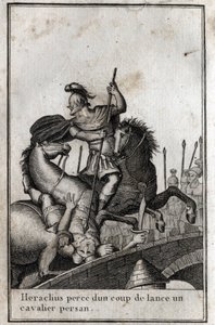 I. Hérakleiosz (Flavius Heraclius, Herakleios (körülbelül 575-610/641), bizánci császár, perzsa lovast lándzsázik (háború a perzsák ellen), 7. század. „Beaute de l