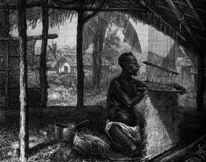 Emberi Állatkert: takács megpuhította Gabont az 1889-es világkiállításon. Metszet a „” Le Journal de la jeunesse”-ben” alkotó: Unknown artist
