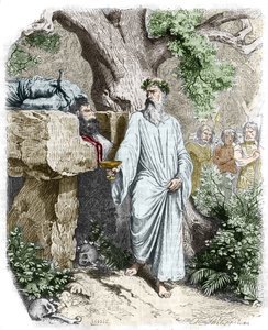 Emberáldozat egy gall druida által – Anquetil „Histoire de France”-jában. 19. század. alkotó: Unknown artist