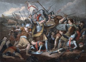 Százéves háború: „” Az Agincourt-i csata 1415.10.25-én” – Metszet alkotó: Unknown artist