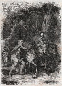 Hypalcát Rodomont letartóztatta – 1851-es metszet a „Dühös Roland” (Orlando furioso) (16. század) írásából, Ludovico Ariostotól, Ariosto néven ismert – Tressan gróf olasz nyelvről fordított kiadása, Gustave Harvard 1851. alkotó: Unknown artist