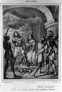 Illusztráció Ugo Foscolo (1778-1827) olasz költő és drámaíró „Ricciarda” V. felvonásának utolsó jelenetéhez, XIX. alkotó: Unknown artist