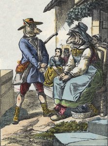 Illusztráció a „Jó anya bárány” című meséhez. A „” Mesék otthonról a kicsiknek” c. századi névtelen metszet. alkotó: Unknown artist