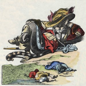 A „Szörnyű Raminagrobis és az egerek” című mese illusztrációja” karakter Jean de la Fontaine meséit rajzolja. A „” Mesék otthonról a kicsiknek” c. századi névtelen metszet. alkotó: Unknown artist