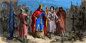 1186-ban Philippe Auguste (1165-1223) elrendelte Párizs utcáinak kikövezését, metszet XIX. alkotó: Unknown artist