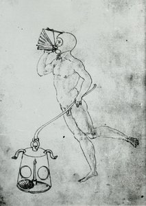 Francesco di Giorgio kötetében megjelenik ez a rajz, amely egy víz alatti légzést biztosító fújtatót ábrázol alkotó: Unknown artist
