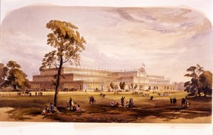 Ipari forradalom: kilátás a Kristálypalotára, amelyet Joseph Paxton épített az 1851-es londoni világkiállításra (Hyde Park) 19. század alkotó: Unknown artist