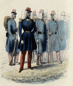 A francia hadsereg gyalogsága 1830-ban Algériában, tisztek, altisztek és katonák, Leon Galibert „” L
