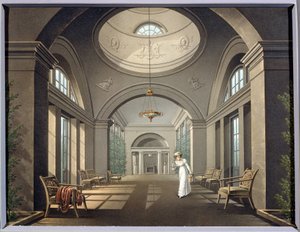 A madárház belseje a pavlovszki palotában. Névtelen festmény. Akvarell és tus, 19. század közepe. Klasszicizmus. Állami Szabadtéri Múzeum Pavlovsk Palota, Szentpétervár. alkotó: Unknown artist