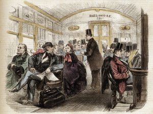 Egy kocsi belseje a Baltimore & Ohio Railroadon, USA - 1861 - Egy amerikai vagon belseje 1860-ban alkotó: Unknown artist