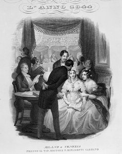A teatro alla Scala páholyának belseje. 1844. alkotó: Unknown artist