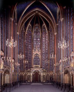 A párizsi Sainte Chapelle belső képe: Magas kápolna, építészet alkotó: Unknown artist