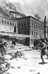 I. Alarik, a vizigótok királya Róma megszállása és kifosztása 410-ben (Róma szentsége). Metszet 19. század. alkotó: Unknown artist