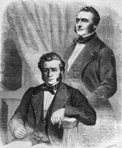 Isaac és Jacob Emile Pereire francia üzletemberek, a Société de Crédit Mobilier alapítói (1852). alkotó: Unknown artist