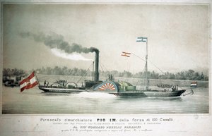 Olasz gőzös vontatóhajó Pio IX (XIX. századi nyomat) alkotó: Unknown artist