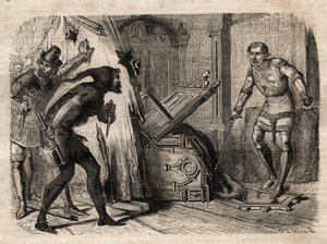 Jacob Van Artevelde (1290-1345) Meggyilkolták 1345-ben – Jacques (Jacob) Van Artevelde (1287-1345), a genti bölcs embereként 1345-ben a genti burzsoá csapása alá esik - metszet a „Népek illusztrációjában” Szótár” – 1864 – Joseph alkotó: Unknown artist