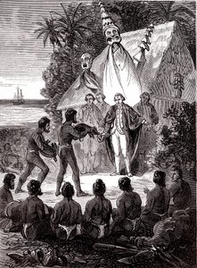 James Cook az Island Sandwich bennszülötteivel alkotó: Unknown artist