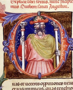 Janus, római istenség, két ellentétes arc – Szent Ágoston „De civitate dei” kéziratából, a 15. század elején. Városi Bibl. Riminiből. alkotó: Unknown artist