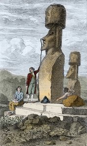 Jean-Francois Galaup, Comte de La Perouse angol navigátor és felfedező a Húsvét-szigeten ázsiai útja során alkotó: Unknown artist