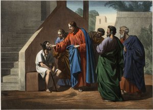 Jézus harcos, a vakon született ember. Névtelen metszet a 19. század közepéről. alkotó: Unknown artist
