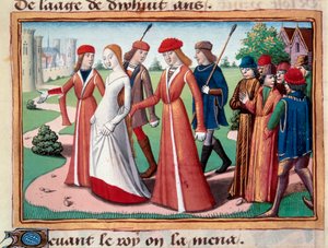 Jeanne of Arc (1412-1431) VII. Károly közelében a chinoni delfinudvar vezette. Miniatűr Martial d